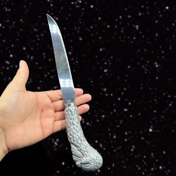 1980s Stainless Metal Handle Knife And Meat Fork Set 2 Vintage Bird 11”L 13”Long - Picture 3 of 16